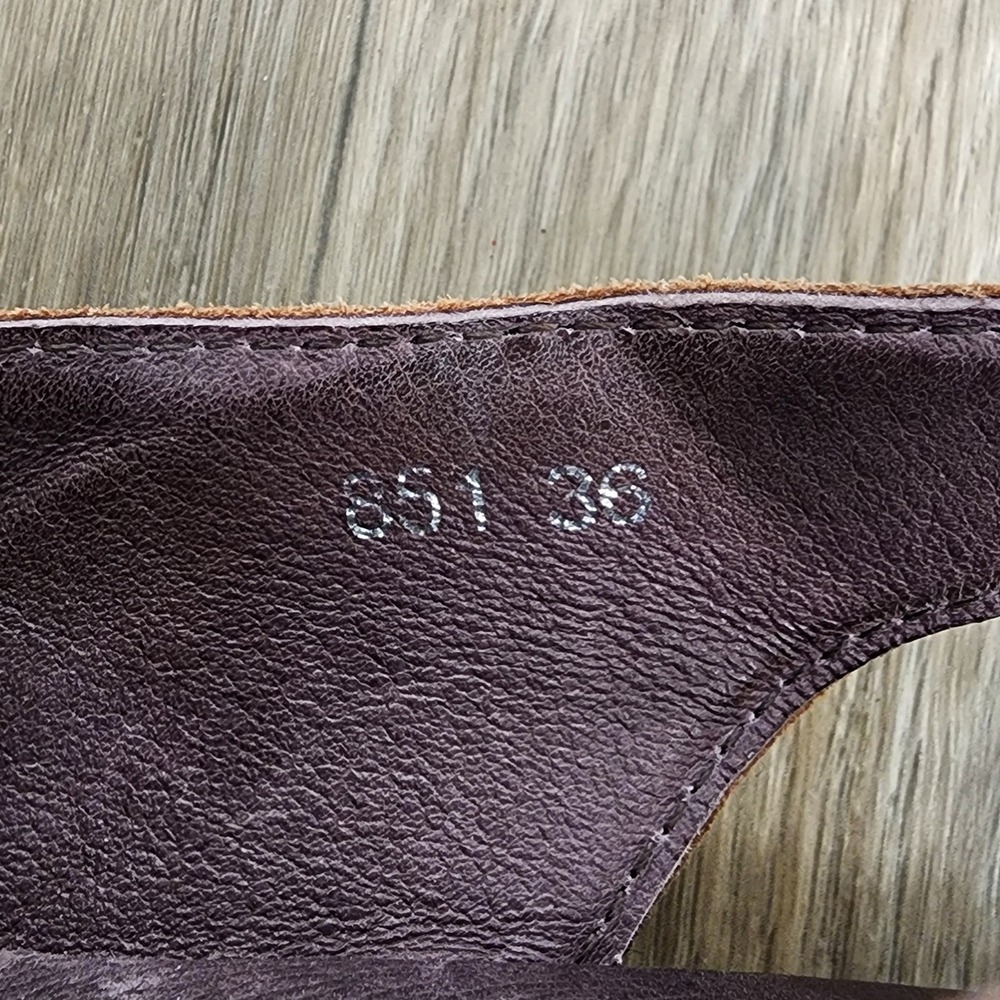 Antelope Sz 36 US 6 Slingback Wedge Sandals Brown Leather Strappy Platform Shoes - Picture 5 of 12